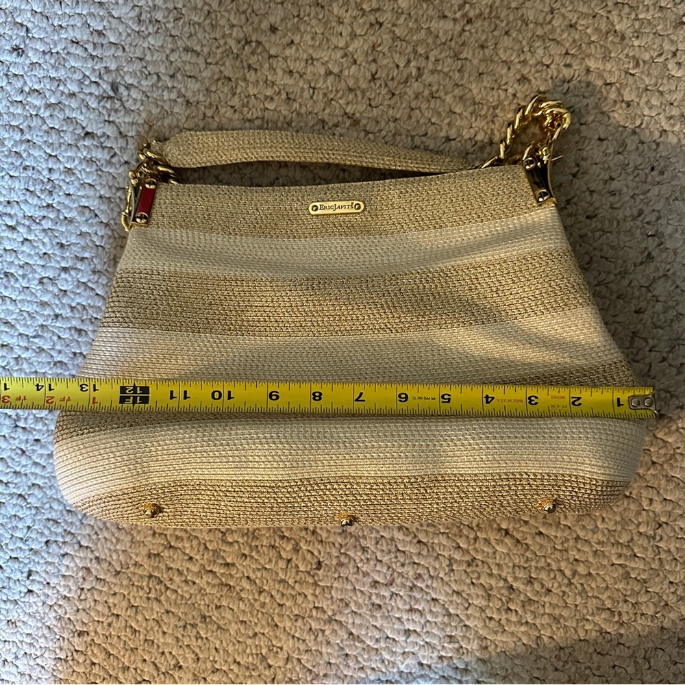 Eric Javits Beige and Cream Striped Shoulder Bag - Picture 3 of 12